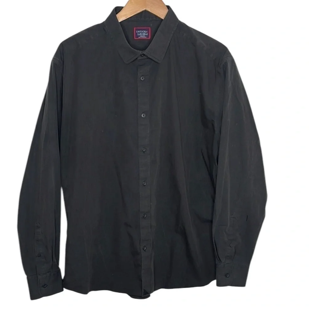 Untuckit Black Relaxed Fit Wrinkle Free Button Long Sleeve Shirt Men Size XXL